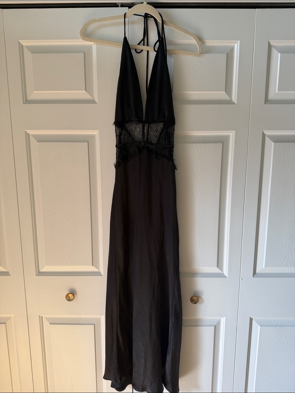 Princess Polly Black Lace-Trim Maxi Slip Dress